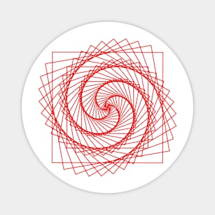 Geometric red square spiral - relaxing pattern Magnet